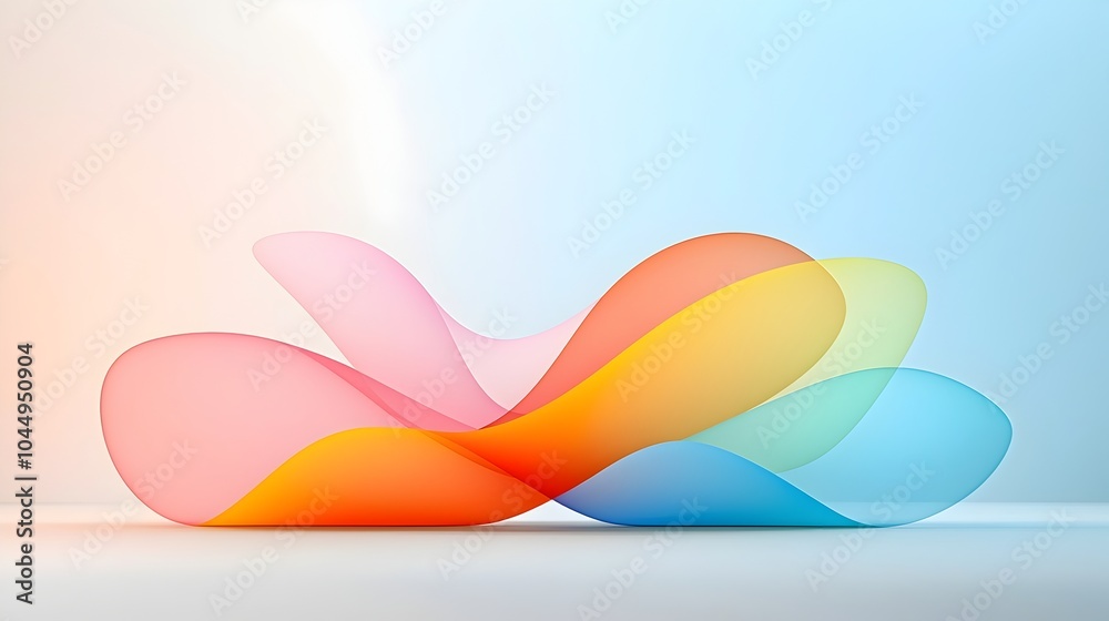 Poster Elegant Abstract Background with Gracefully Flowing Smooth Lines and Soft Color Gradients Creating a Sense of Harmony and Balance
