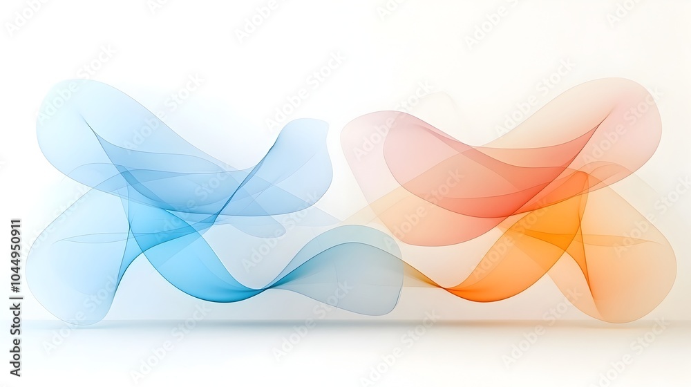 Poster Flowing abstract geometric lines and smooth color gradients creating a calming modern and visually appealing digital background with a sense of harmony and tranquility