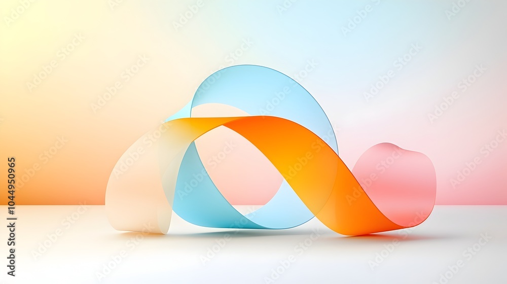 Poster Smooth flowing curved lines blended with soft gradient backgrounds create a modern fluid and elegant abstract digital design