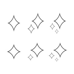 モノクロ線画のキラキラアイコンセット