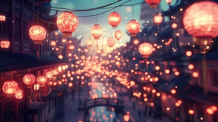 Naklejka premium Traditional Chinese city scene illustration poster background