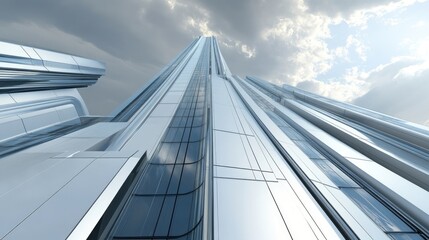 Modern Skyscraper Against Dramatic Sky