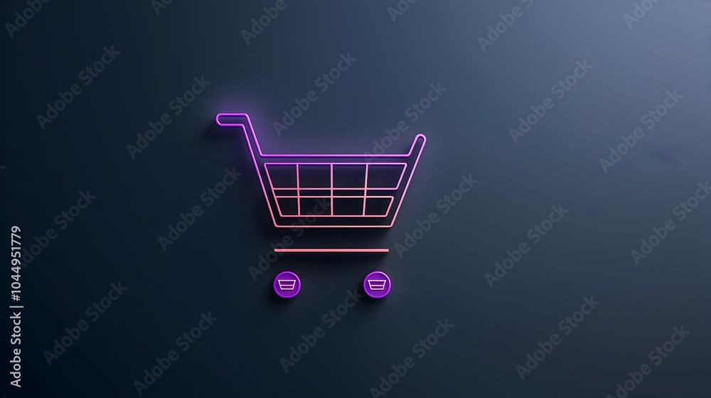 Fototapete Minimalist shopping cart icon featuring a sleek and modern neumorphic gradient design with 3D elements creating a clean and visually appealing online buying symbol for ecommerce digital store