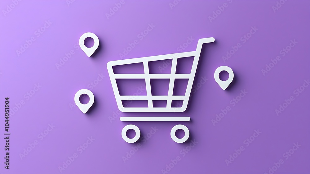 Aufkleber Soft Neumorphic Style Shopping Cart Icon with 3D Pin Buttons for Ecommerce Platforms  Design Element for Online Retail Digital Market and Website Interface