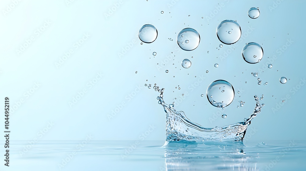 Aufkleber serene and minimalistic underwater scene with airy water bubbles gently floating on a soft blue grad