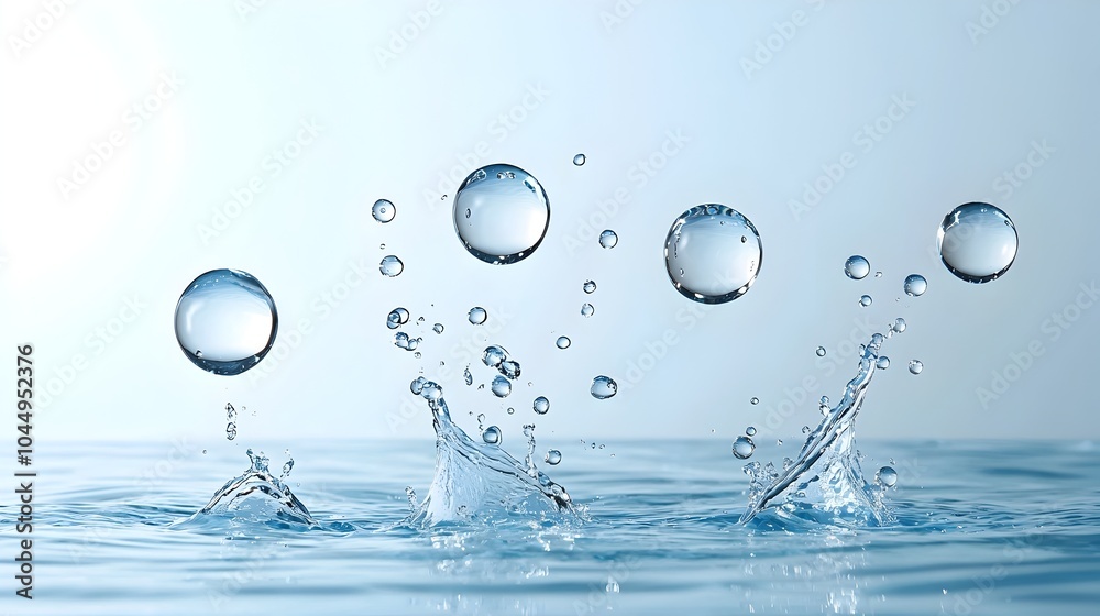 Leinwandbilder breathtaking abstract composition of large luminous air bubbles suspended in motion against a serene