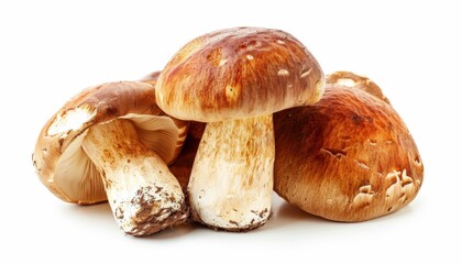 Fototapeta premium Fresh Wild Porcini Mushroom Isolated on White Background for Culinary Use Generative AI