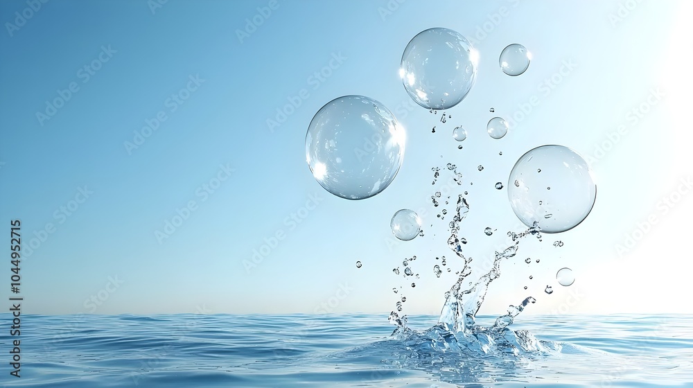 Leinwandbilder serene and tranquil abstract background with large floating water bubbles drifting upward in a calmi