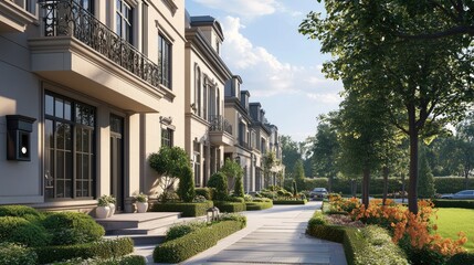 Elegant Townhouses Surrounded by Lush Gardens