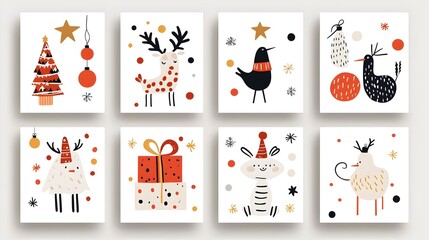 Stunning collection of bold vibrant and funky modern designs perfect for creating stylish Christmas and New Year greeting cards party invitations posters and other holiday themed marketing materials