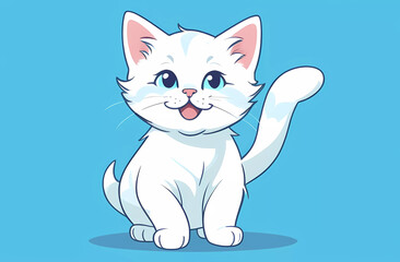 Obraz premium white cartoon kitten