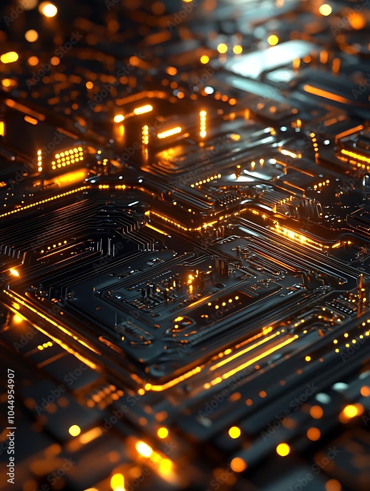 Poster Exploring the depths of futuristic circuit board designs with glowing tech-inspired patterns and innovative visuals