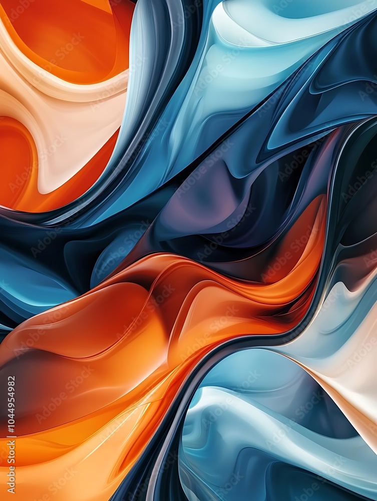 Fototapete Dynamic flow of colorful organic shapes an abstract art exploration of fluidity and boldness in design