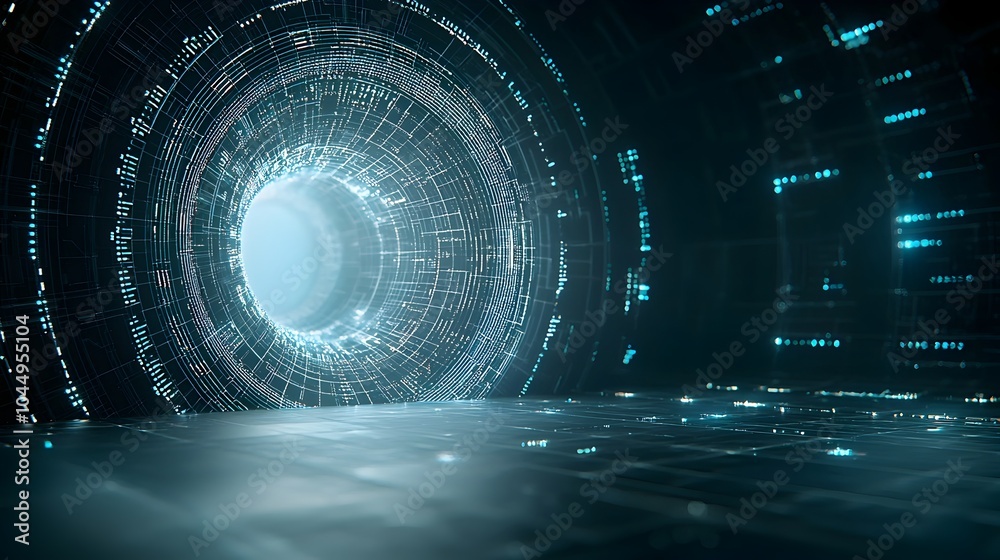 Poster Futuristic abstract background with complex polygonal geometry data points and 3D rendering to represent the concept of big data technology innovation