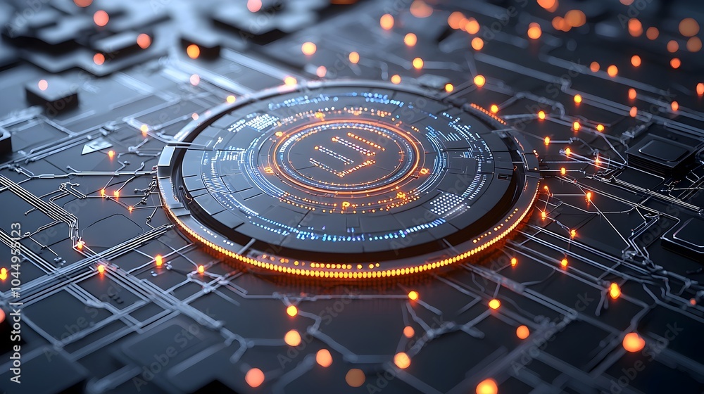 Aufkleber Futuristic 3D polygonal backdrop with interconnected geometric shapes and glowing data points representing the world of big data technology and digital innovation