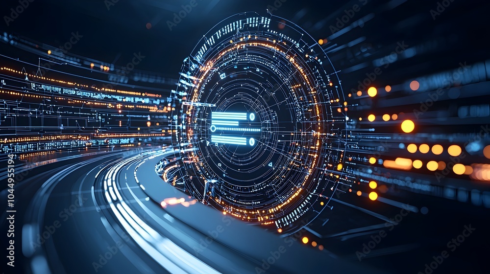 Aufkleber Polygonal Data Visualization Backdrop with Futuristic Interconnected Geometry and Glowing Data Points Representing the Dynamic World of Big Data Analytics and Digital Technology