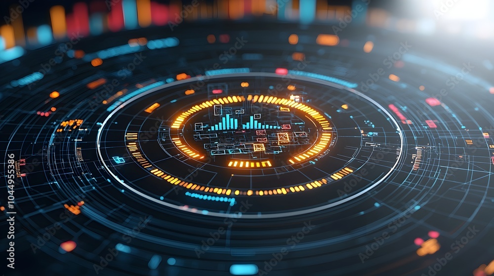 Aufkleber Dynamic and Futuristic Geometric Background Featuring Glowing 3D Polygonal Structures that Represent the Flow of Data and Technological Advancements