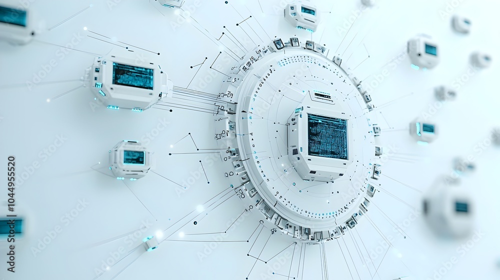 Poster Captivating 3D Rendered Polygonal Technology Backdrop Representing Big Data Processing and Cutting Edge Tech Innovation