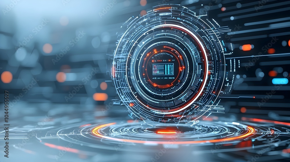 Poster Futuristic abstract polygonal tech design with complex geometric shapes and patterns symbolizing the intersection of big data processing and emerging digital technologies in a conceptual 3D rendered