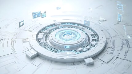 Futuristic polygonal tech design with complex geometric shapes symbolizing the intersection of big data and advanced technology in a 3D rendered conceptual The abstract background features a digital