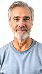 Obraz premium Full body portrait of relaxed mature man standing over white background isolated with white highlights, png