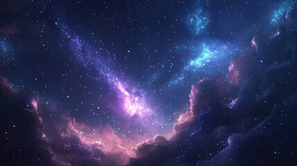 Fototapeta premium A vibrant night sky filled with stars and a glowing Milky Way, symbolizing the infinite beauty and mystery of the universe