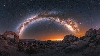 The Milky Way stretching across a starry night sky, its brilliance glowing brightly, evoking the wonder of the cosmic expanse