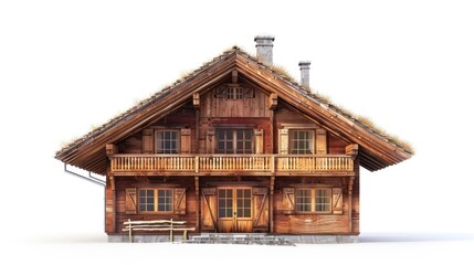 Traditional Swiss Chalet with Grass Roof