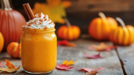 Pumpkin Smoothie with Cinnamon Stick