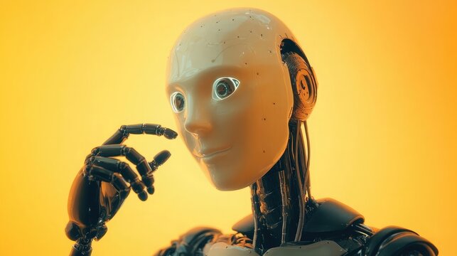 Thinking robot, artificial intelligence concept