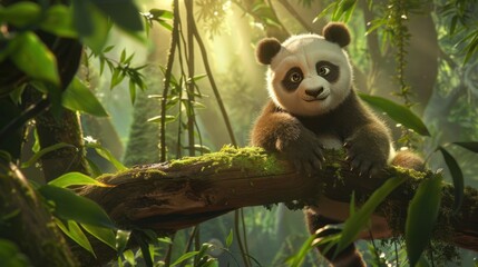 Obraz premium Cute Panda in the Jungle