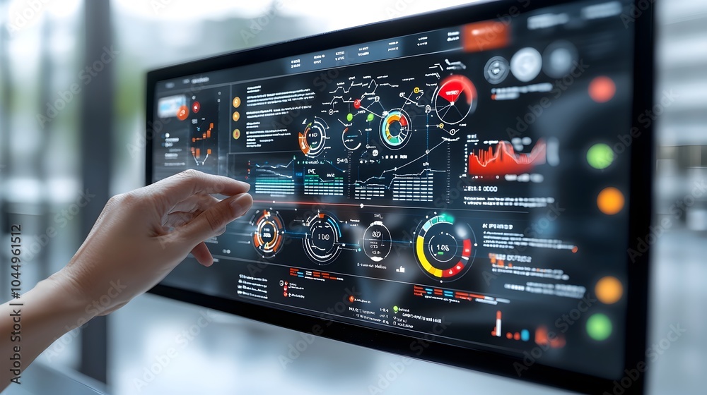 Poster Cutting Edge Virtual Business Intelligence Dashboard for Data Driven Decision Making  Featuring Abstract Technology Visuals 3D Data Rendering and Deep Insights for Informed Strategic Planning