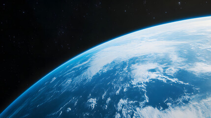 stunning close up of Earth from space, showcasing vibrant blue oceans and swirling clouds against backdrop of dark cosmos. beauty of our planet is truly captivating
