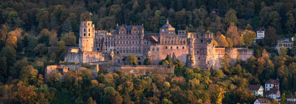 Heidelberg Castle panorama in autumn season