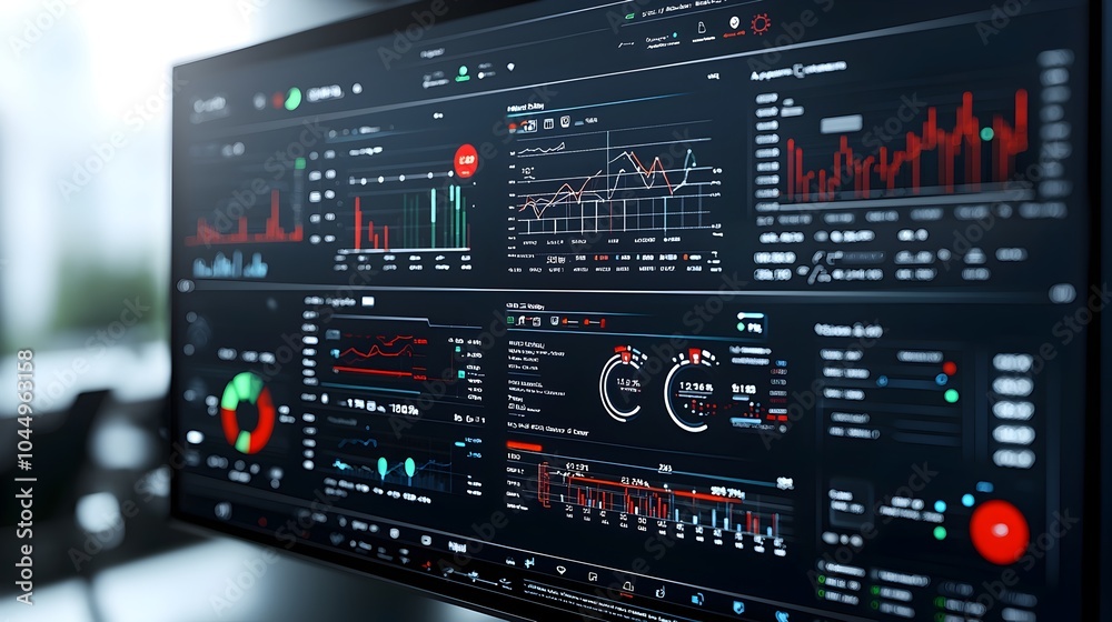 Poster Immersive 3D Virtual Dashboard Providing Comprehensive Business Intelligence Analytics with Abstract Technology Graphics and Data Visualizations