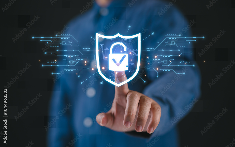 Poster internet, cyber, firewall security, data protection, information safety and encryption, secured acce