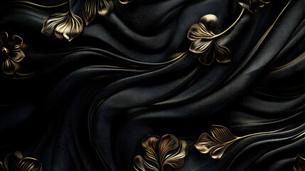 Black and Gold Floral 3D Abstract Background