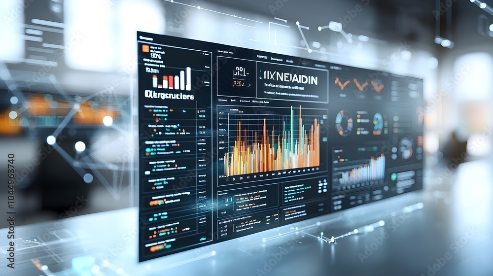 Poster Cutting Edge Business Intelligence Dashboard with 3D Virtual Data Visualization and Real Time Analytics for Informed Decision Making and Trend Optimization