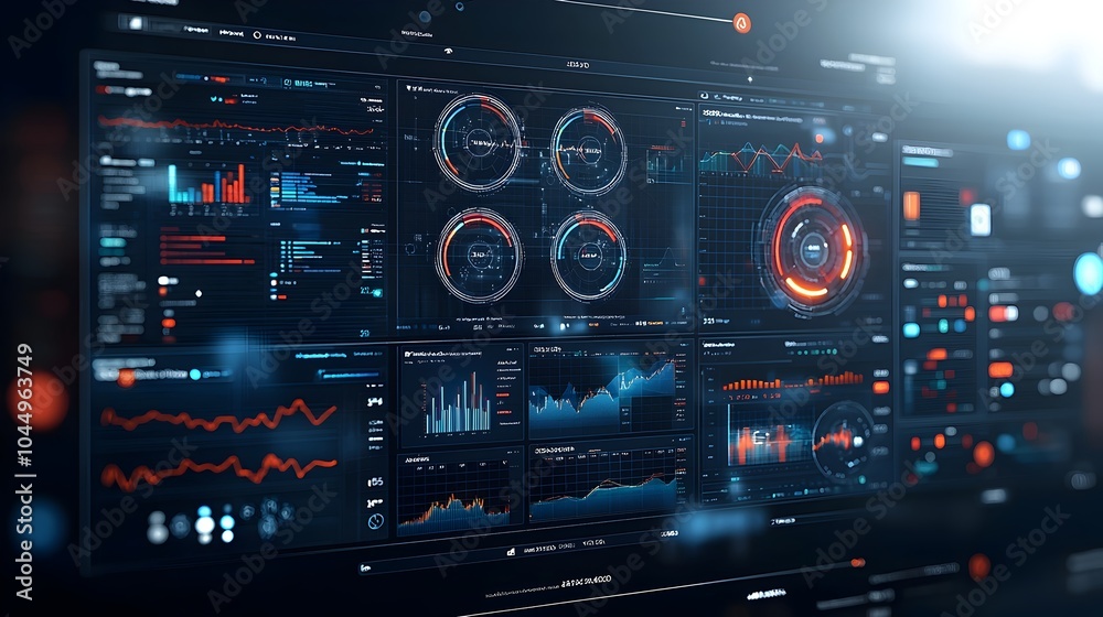 Aufkleber Sophisticated 3D data dashboard designed for comprehensive business intelligence real time metrics tracking and data driven decision making