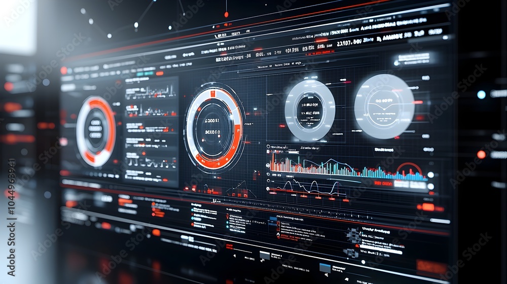Aufkleber Cutting Edge Business Intelligence Dashboard with Futuristic Data Visualization and Analytics  Explore real time insights metrics and strategic performance analysis for informed decision making