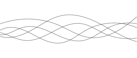 Thin black wavy lines pattern isolated on transparent background. Editable stroke Vector 