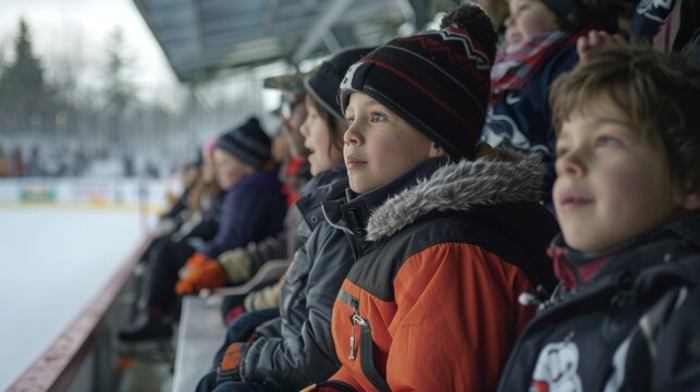The seating area filled with excited spectators eagerly watching the action on the rink.