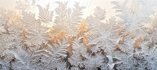 Frost Forming Intricate Patterns on Window Pane Close Up Macro Detail Generative AI