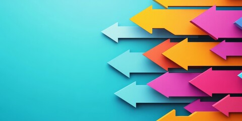 Colorful Arrows Pointing Left on Blue Background
