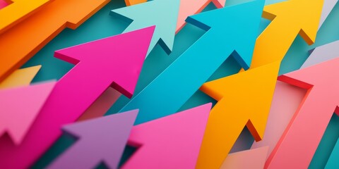 Colorful Arrows Pointing Upward on Blue Background