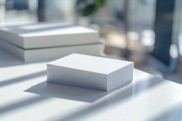 Blank Business Cards on a Modern Office Table Generative AI