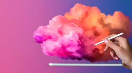 Woman s hand sketching on a digital tablet showing real time data graphs and vibrant financial analytics glowing on the screen  Concept of data visualization business intelligence