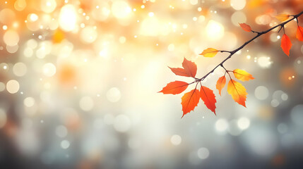 Obraz premium Autumn Leaves with Bokeh Background - Illustration
