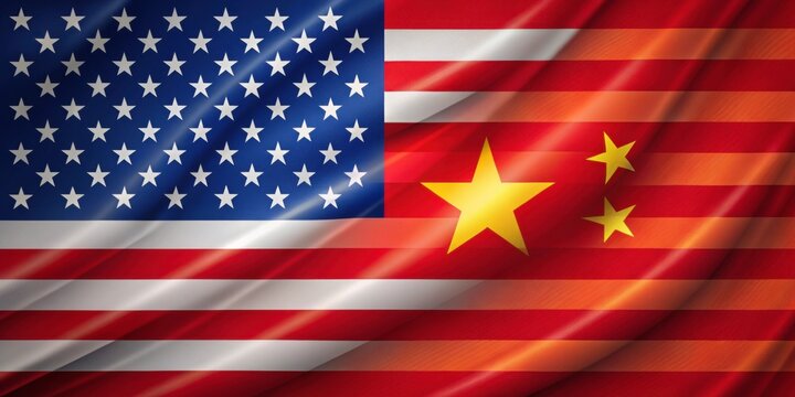 Morphed American and Chinese flags as a background for patriotic or international themes