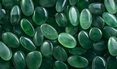 emerald green oval shaped jade stones, Generative AI